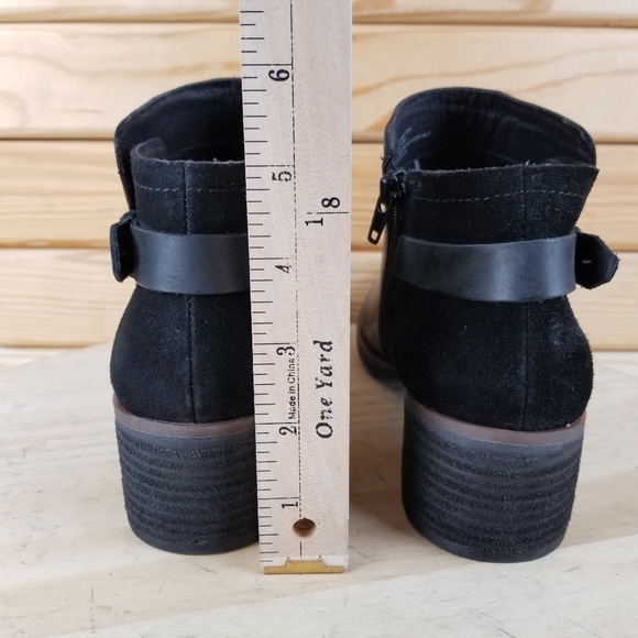 Korks Sonya 7 US Black Leather Suede Stacked Heel Ankle Bootie Boot Side Zip NEW - Picture 5 of 11